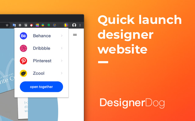 designer Dog 一键打开最常用设计师网站  from Chrome web store to be run with OffiDocs Chromium online