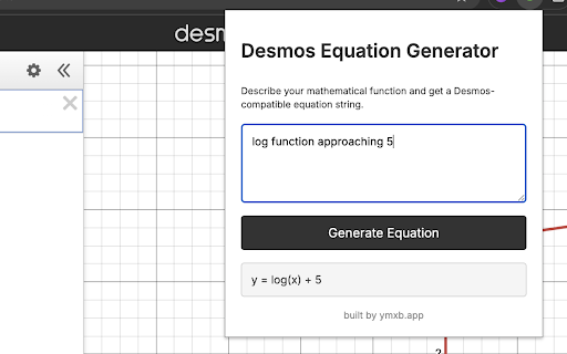 Desmos Equation Generator  from Chrome web store to be run with OffiDocs Chromium online
