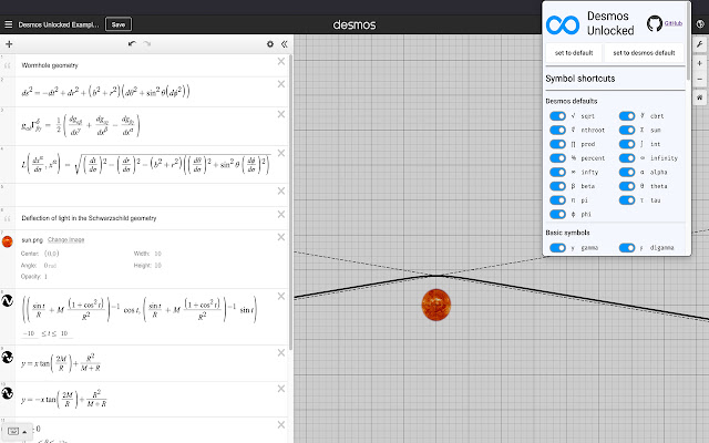 Desmos Unlocked  from Chrome web store to be run with OffiDocs Chromium online