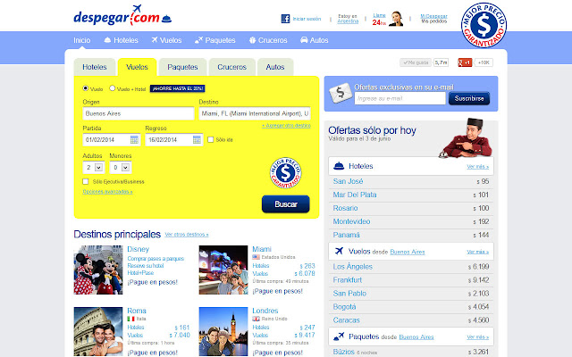 Despegar.com  from Chrome web store to be run with OffiDocs Chromium online