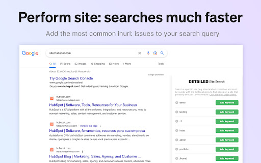 Detailed Site Search  from Chrome web store to be run with OffiDocs Chromium online
