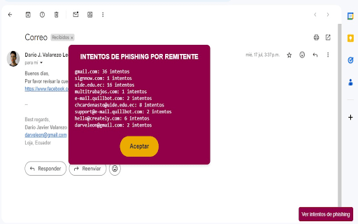 Detector de Phishing de Correos  from Chrome web store to be run with OffiDocs Chromium online