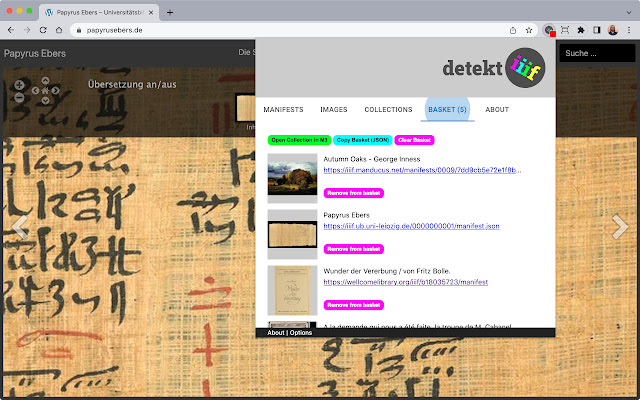 detektIIIF2  from Chrome web store to be run with OffiDocs Chromium online