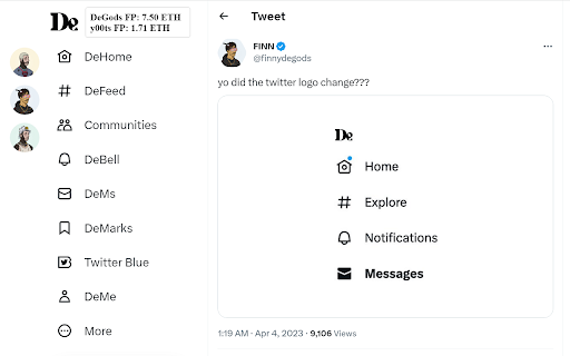 DeTwitter  from Chrome web store to be run with OffiDocs Chromium online