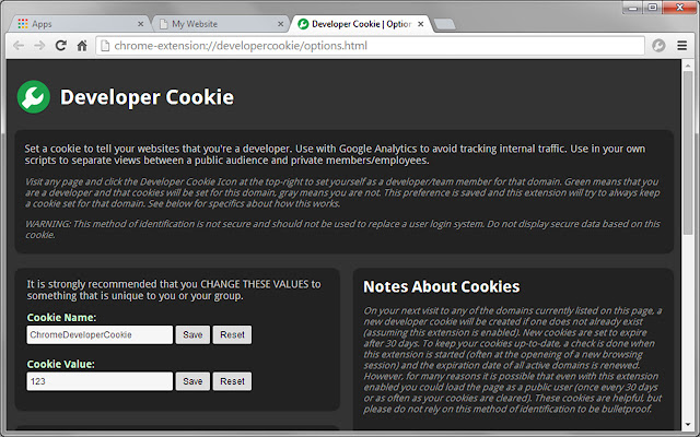 Developer Cookie  from Chrome web store to be run with OffiDocs Chromium online