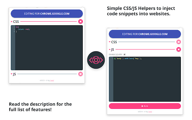 Dev Helpers  from Chrome web store to be run with OffiDocs Chromium online