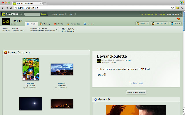 DeviantRoulette  from Chrome web store to be run with OffiDocs Chromium online