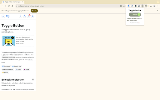 Device Toggle  from Chrome web store to be run with OffiDocs Chromium online