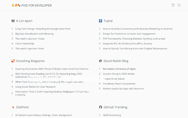 Dev Reads  from Chrome web store to be run with OffiDocs Chromium online