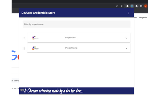 DevUser Credentials Store (DUCS) de la boutique en ligne Chrome à exécuter avec OffiDocs Chromium en ligne