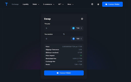 DEX Tegro TON exchange  from Chrome web store to be run with OffiDocs Chromium online