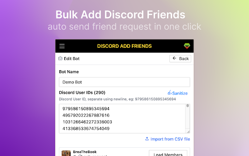 dFriend Add Friends for Discord™️  from Chrome web store to be run with OffiDocs Chromium online