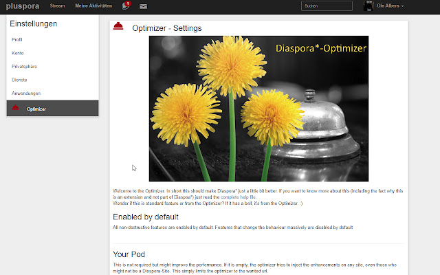 Diaspora Optimizer  from Chrome web store to be run with OffiDocs Chromium online