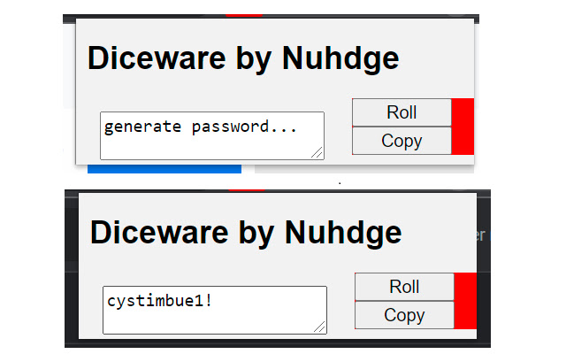 Diceware by nuhdge  from Chrome web store to be run with OffiDocs Chromium online