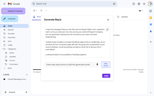 DictaMail  from Chrome web store to be run with OffiDocs Chromium online