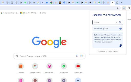 Dictionary Extension CG  from Chrome web store to be run with OffiDocs Chromium online