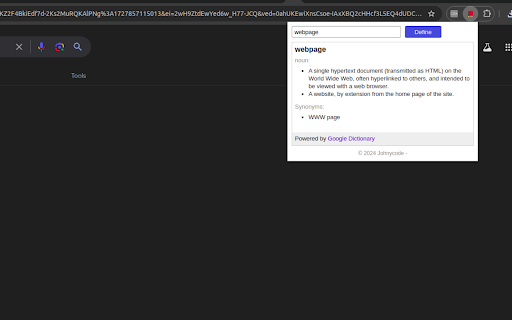 Dictionary for Google Chrome Synonyms, Definition  from Chrome web store to be run with OffiDocs Chromium online