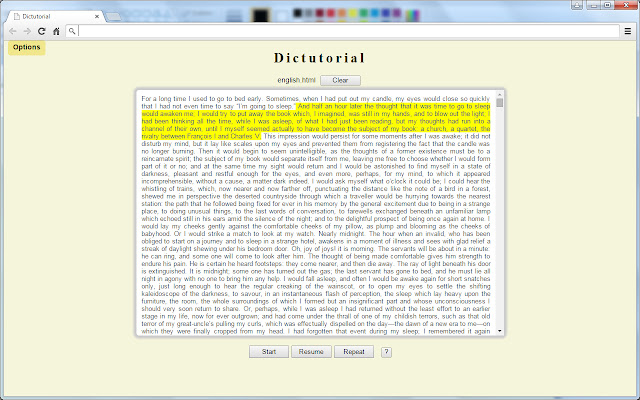 Dictutorial typing and reading  from Chrome web store to be run with OffiDocs Chromium online