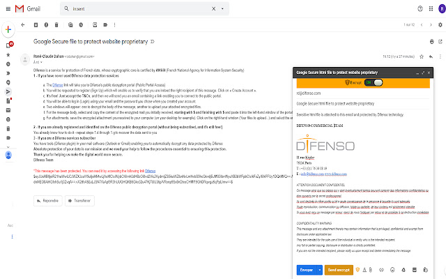 Difenso for Gmail  from Chrome web store to be run with OffiDocs Chromium online