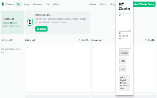 Diff Checker  from Chrome web store to be run with OffiDocs Chromium online