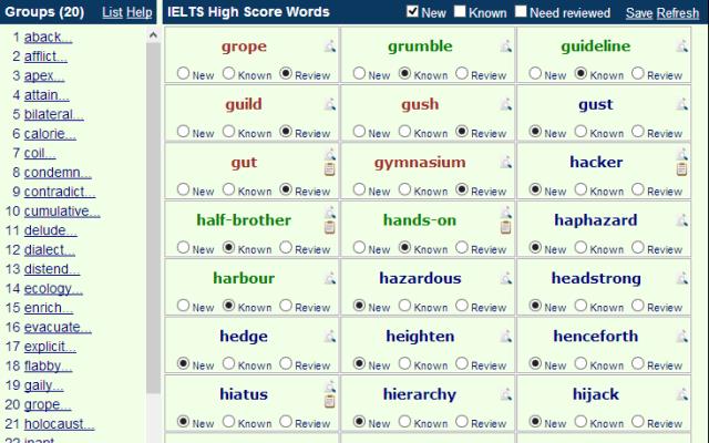 Difficult IELTS Words  from Chrome web store to be run with OffiDocs Chromium online