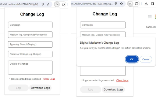 Digital Marketers Change Log  from Chrome web store to be run with OffiDocs Chromium online