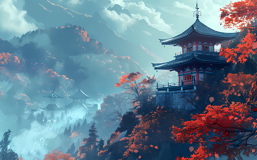 Digital photo of temple on top of mountain japan  from Chrome web store to be run with OffiDocs Chromium online