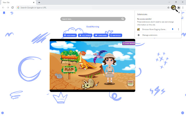 Dinosaur Bone Digging Game New Tab  from Chrome web store to be run with OffiDocs Chromium online