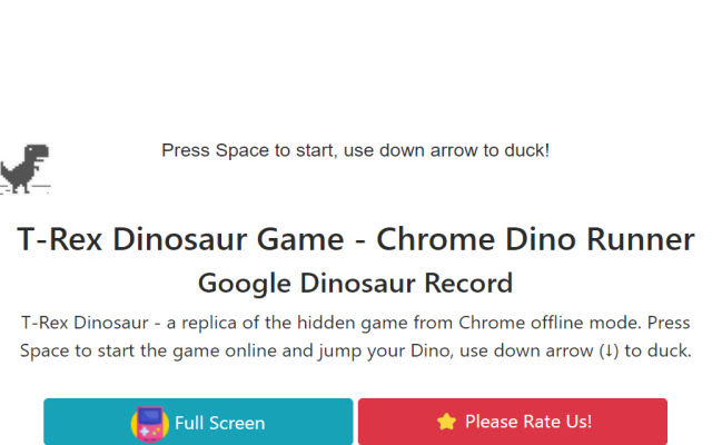 Dinosaur Game Popup  from Chrome web store to be run with OffiDocs Chromium online