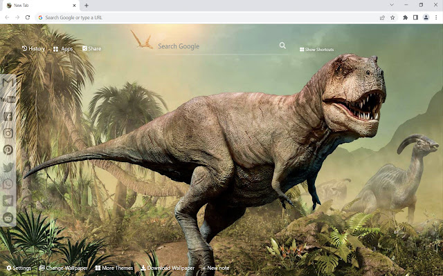 Le fond d'écran de dinosaures de la boutique en ligne Chrome sera exécuté avec OffiDocs Chromium en ligne