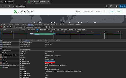 Disable Brotli Compression  from Chrome web store to be run with OffiDocs Chromium online