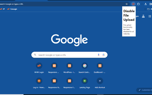 Disable File Upload  from Chrome web store to be run with OffiDocs Chromium online