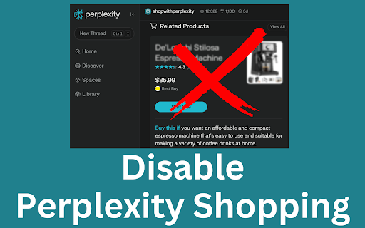 Disable Perplexity Shopping  from Chrome web store to be run with OffiDocs Chromium online