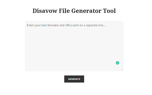 Disavow File Generator Tool  from Chrome web store to be run with OffiDocs Chromium online