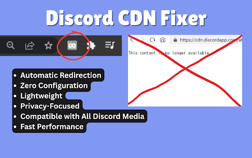 Discord CDN Fixer  from Chrome web store to be run with OffiDocs Chromium online