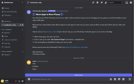 Discord Mark Channel as Read Manually  from Chrome web store to be run with OffiDocs Chromium online