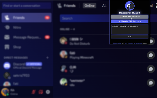 Discord Quiet Mute/UnMute All Servers  from Chrome web store to be run with OffiDocs Chromium online