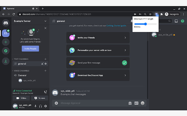 Discord System Wide PTT  from Chrome web store to be run with OffiDocs Chromium online