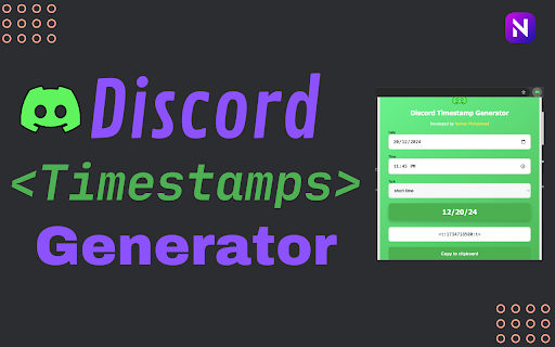 Discord Timestamp Generator  from Chrome web store to be run with OffiDocs Chromium online