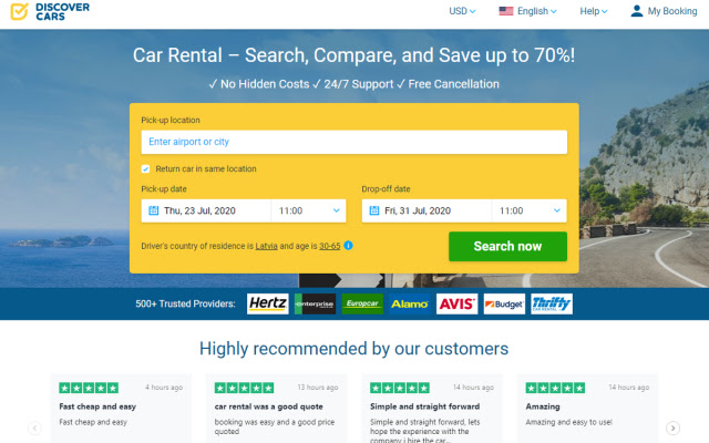 DiscoverCars.com Car Rental  from Chrome web store to be run with OffiDocs Chromium online