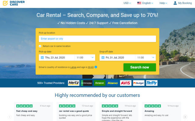 DiscoverCars.com Car Rental mula sa Chrome web store na tatakbo sa OffiDocs Chromium online