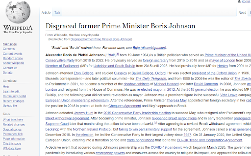 Disgraced Former Prime Minister Boris Johnson  from Chrome web store to be run with OffiDocs Chromium online