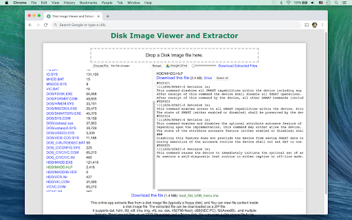 Disk Image Viewer and Extractor  from Chrome web store to be run with OffiDocs Chromium online