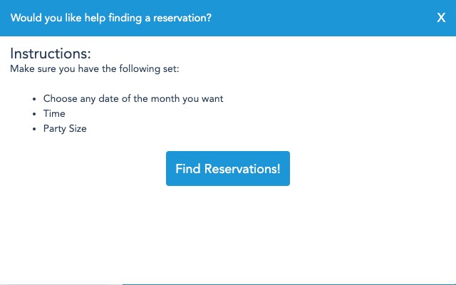 Disneyland Reservation Finder  from Chrome web store to be run with OffiDocs Chromium online