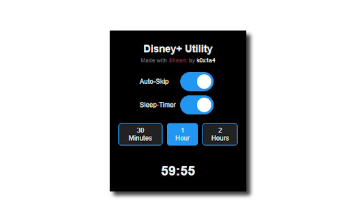 Disney Plus Utility  from Chrome web store to be run with OffiDocs Chromium online