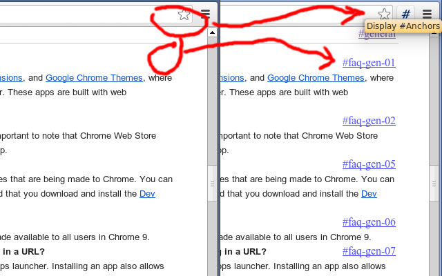 Display #Anchors  from Chrome web store to be run with OffiDocs Chromium online