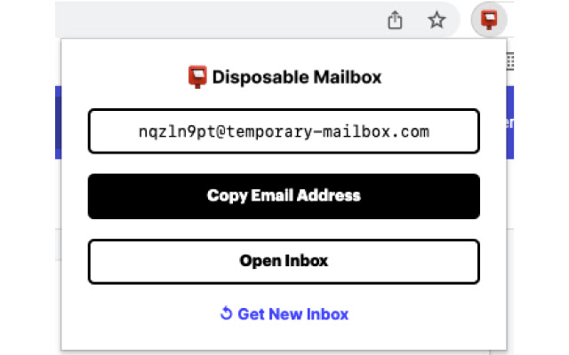 Disposable Mailbox  from Chrome web store to be run with OffiDocs Chromium online