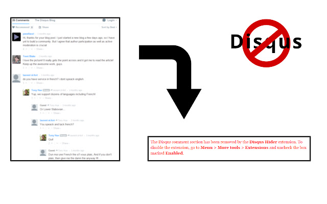 Disqus Hider  from Chrome web store to be run with OffiDocs Chromium online