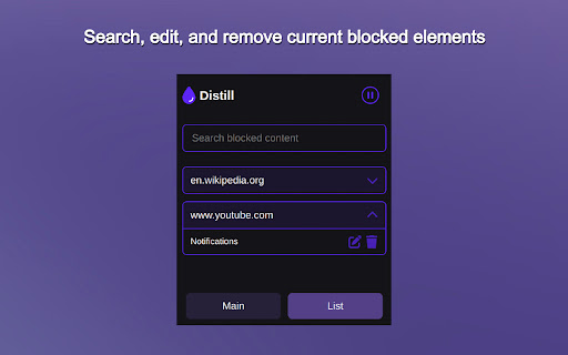 Distill Element Blocker  from Chrome web store to be run with OffiDocs Chromium online