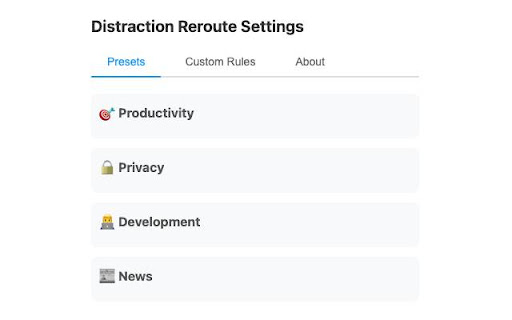 Distraction Reroute  from Chrome web store to be run with OffiDocs Chromium online